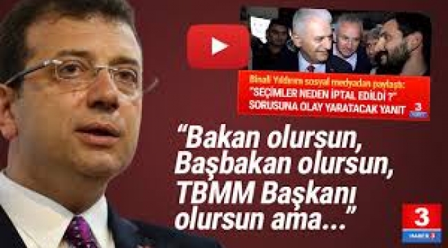 Ekrem İmamoğlu'ndan Binali Yıldırım'a ''çaldılar'' yanıtı