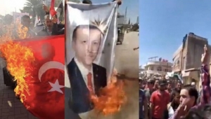 Suriyeliler Erdoğan posteri ve Türk bayrağı yaktı