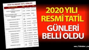2020 yılı resmi tatil günleri