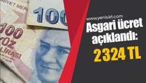 Asgari ücret 2324 lira oldu