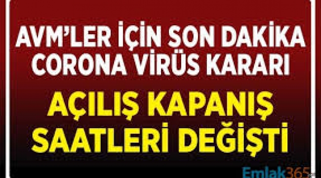 AVM'ler 12.00 ile akşam 20.00 arasında çalışacaklar