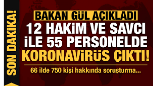 Adalet Bakanı: 12 hâkim ve Cumhuriyet Savcısı ile 55 personelde Koronavirüs tespit edildi