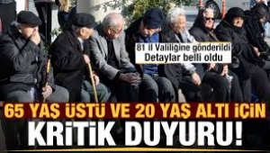 İçişleri Bakanlığı'ndan 65 yaş ve 20 yaş altındakilere ilişkin açıklama