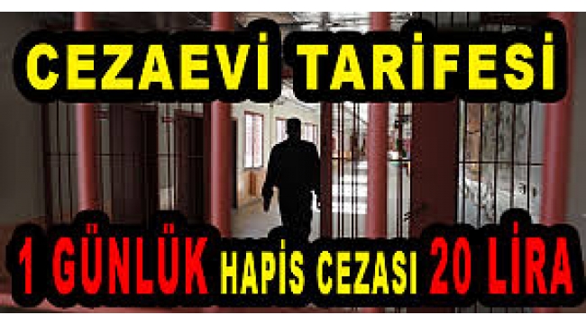 Cezaevi tarifesi: 1 günlük hapis cezası 20 lira