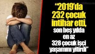 2019'da 232 çocuk intihar etti