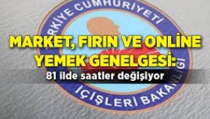 İçişleri Bakanlığı'ndan market, fırın ve online yemek genelgesi