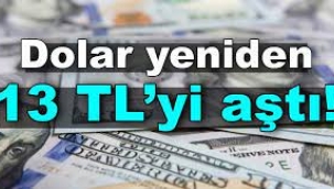 Dolar yeniden 13 TL'yi aştı