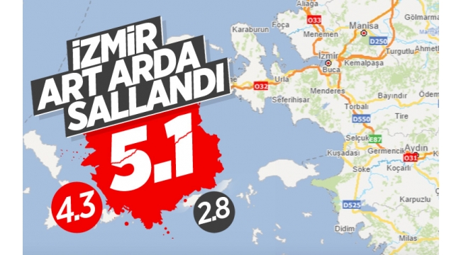 Ege Denizi'nde Urla açıklarında 5.1 büyüklüğünde deprem!