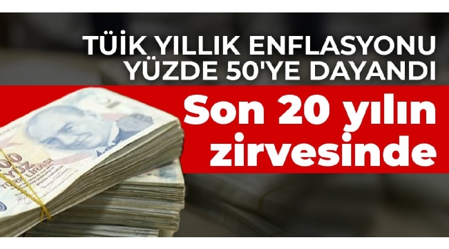 Fiyat artışı son 20 yılın zirvesinde! TÜİK yıllık enflasyonu yüzde 50'ye dayandı