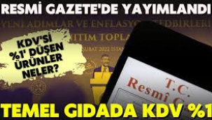 KDV'si yüzde 1'e indirilen gıda ürünleri neler?