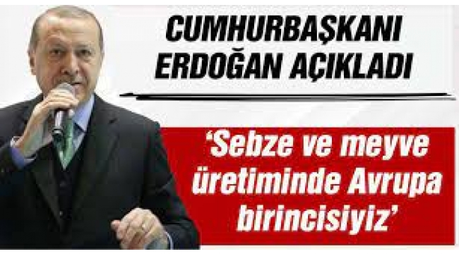 Erdoğan: Sebze ve meyve üretiminde Avrupa'da birinci sıradayız