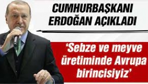 Erdoğan: Sebze ve meyve üretiminde Avrupa'da birinci sıradayız