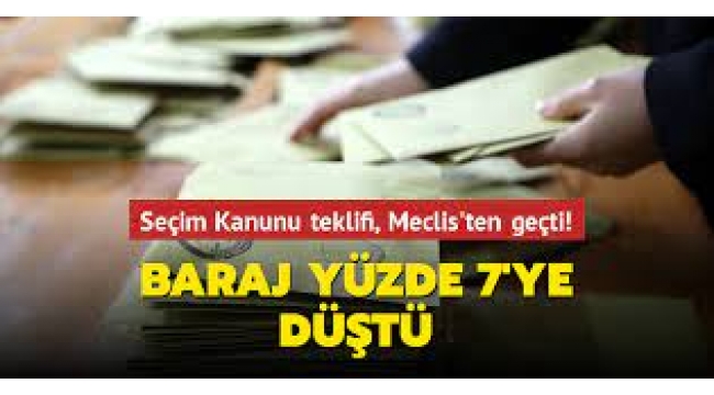 Seçim Kanunu teklifi Meclis'te kabul edildi: Baraj yüzde 7'ye düştü