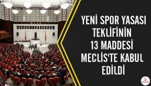 Yeni spor yasası teklifinin 13 maddesi kabul edildi