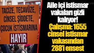 1655 cinsel istismar olgusunun 288'i ensest