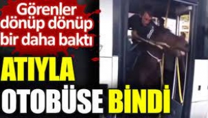 Kars'ta bir vatandaş atıyla otobüse bindi