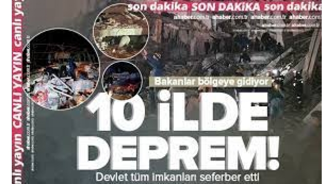 Kahramanmaraş'ta 7,4 büyüklüğünde deprem