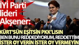 Akşener: Kürt'sün eşitsin PKK'lısın, ben bunu reddediyorum