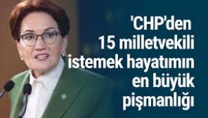 Akşener: CHP'den 15 milletvekili istemek hayatımın en büyük pişmanlığıdır