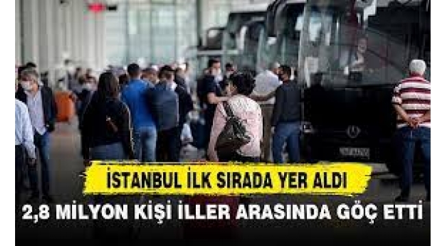 Türkiye'de geçen yıl 2,8 milyon kişi iller arası göç etti
