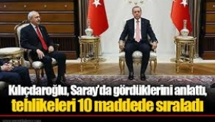 Kılıçdaroğlu, Saray’da gördüklerini anlattı, tehlikeleri 10 maddede sıraladı