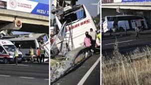Ankara'da yolcu otobüsü köprünün ayağına saplandı! Çok sayıda ölü ve yaralı var…