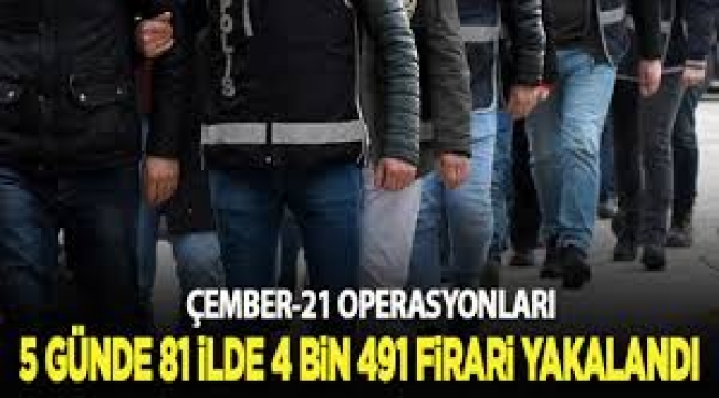 "Çember 21" operasyonlarında aranan 4 bin 491 kişi yakalandı
