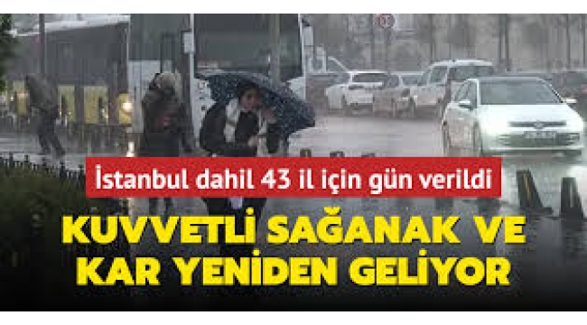  Meteoroloji, İstanbul dahil 43 il için gün verdi