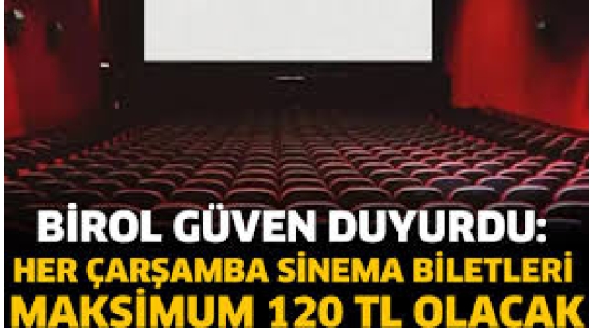 Çarşamba günleri sinema biletleri 120 lira