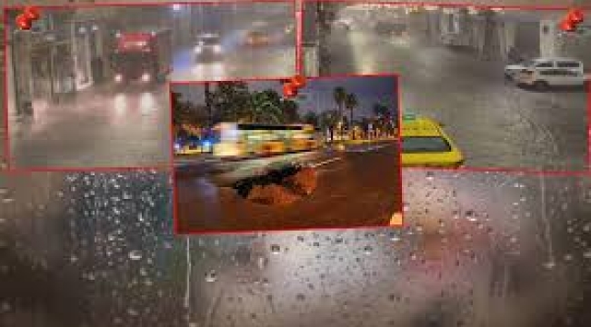 Sağanak İstanbul'u vurdu! Fatih'te yol çöktü, İstiklal Caddesi göle döndü