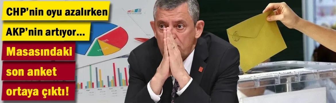 Özgür Özel'in masasındaki son anket ortaya çıktı! CHP'nin oyu azalırken AK Parti'nin artıyor…