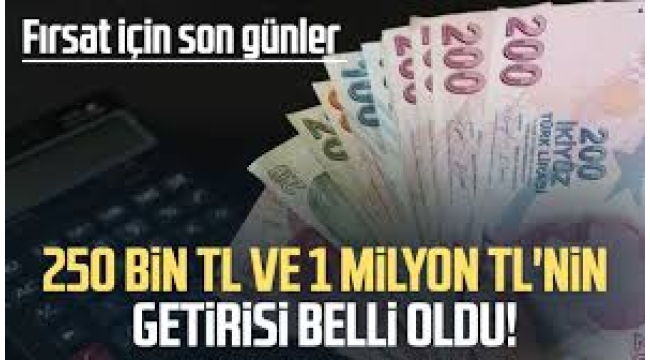 1 milyon TL'nin aylık getirisi belli oldu