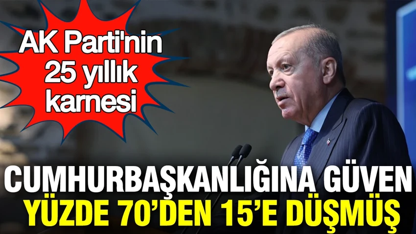  Cumhurbaşkanlığına güven yüzde 75'ten 15'e düşmüş