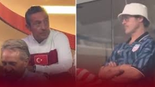 Ali Koç, 7 milyon TL'lik locada Brad Pitt ile Türkiye maçını izledi