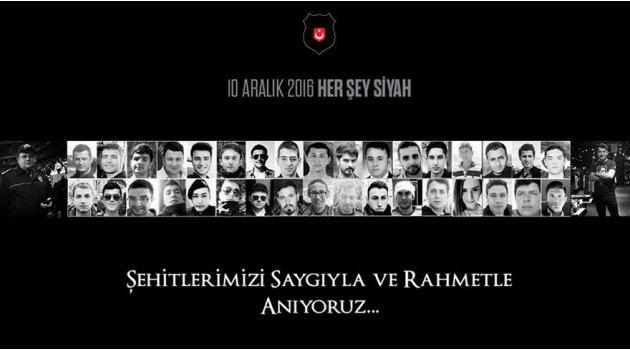 Beşiktaş Kulübü'nden "10 Aralık 2016 Her Şey Siyah" paylaşımı