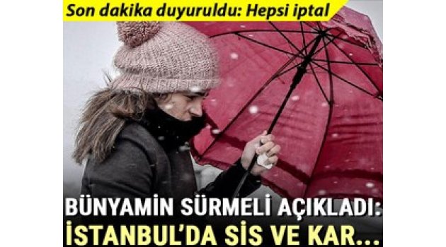 Bünyamin Sürmeli açıkladı: İstanbul'da kar yağışı…