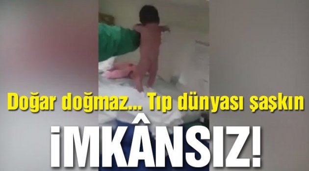 Doğar doğmaz yürümeye çalıştı