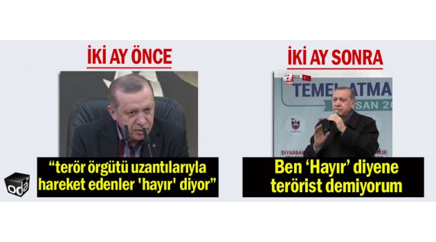 Erdoğan'dan "Ben 'Hayır' diyene terörist demiyorum" çıkışı
