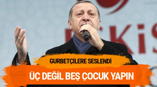 Erdoğan'dan gurbetçilere: Üç değil beş çocuk yapın