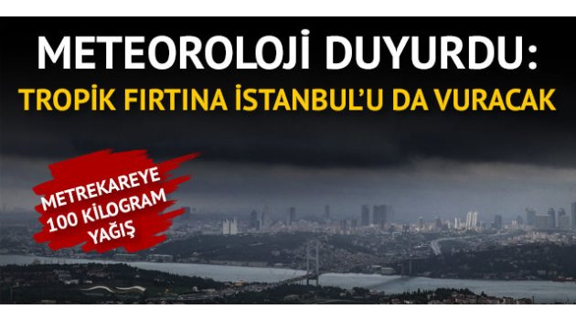 Tropik fırtına İstanbul'u da vuracak